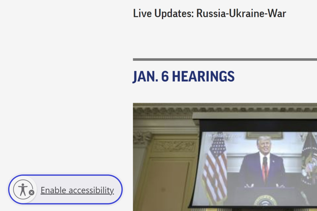 accessibility button on the AP News website